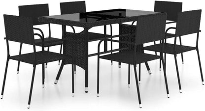 Gartenmöbel Set 6 Personen Poly Rattan Schwarz