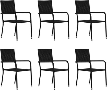 Garten Essgruppe 6 Personen Poly Rattan Schwarz