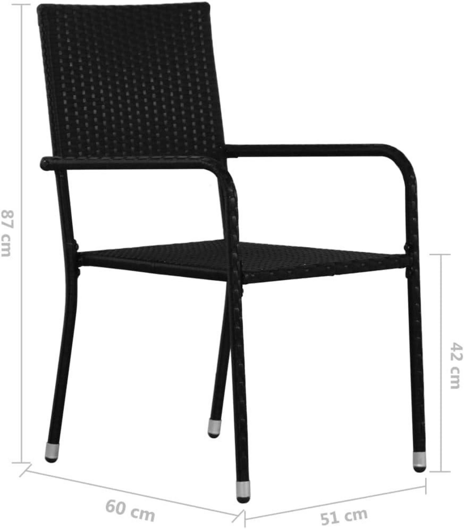 Garten Essgruppe 6 Personen Poly Rattan Schwarz Stuhl Tisch Glasplatte