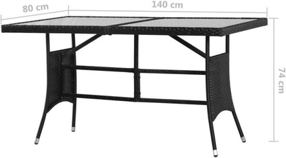 Garten Essgruppe 6 Personen Poly Rattan Schwarz Terrassenmöbel