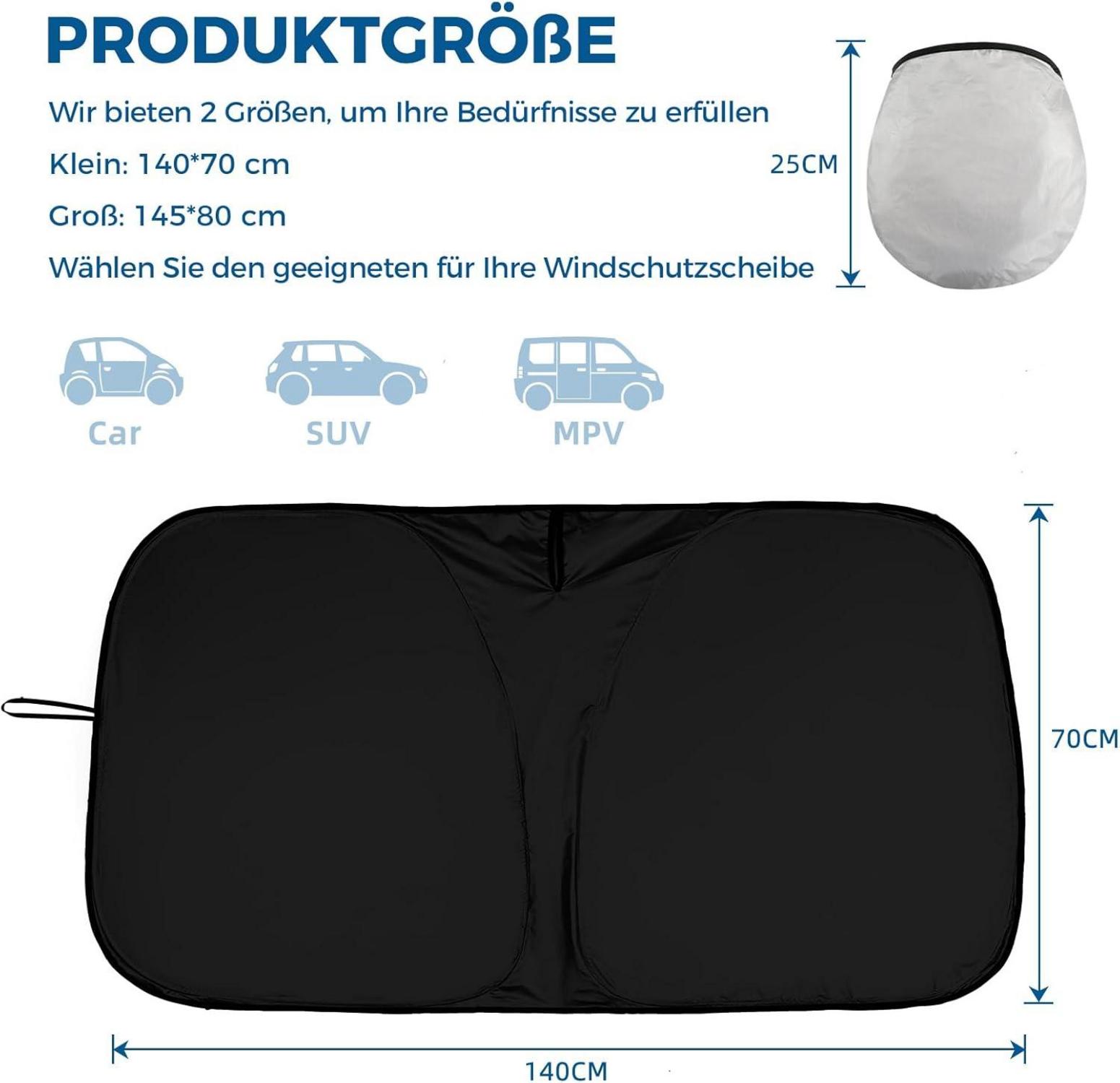 Sonnenschutz Auto Frontscheibe Faltbarer Innen Block 140x70cm