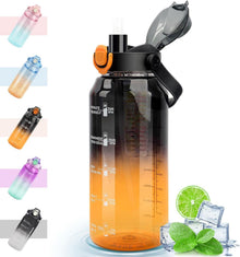 Große Sport Trinkflasche 2L mit Strohhalm, Früchtebehälter