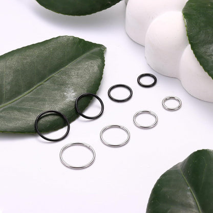 8er Set Nasenpiercing Ringe 16G/18G Chirurgenstahl Septum Clicker Gold Silber Schwarz