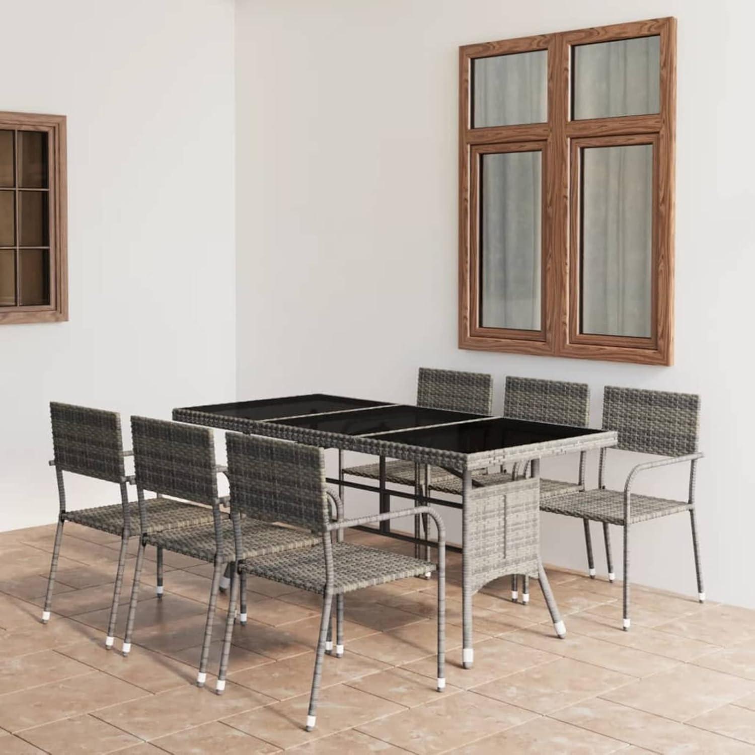 Garten Essgruppe 6 Personen, Gartenmöbel Rattan Set