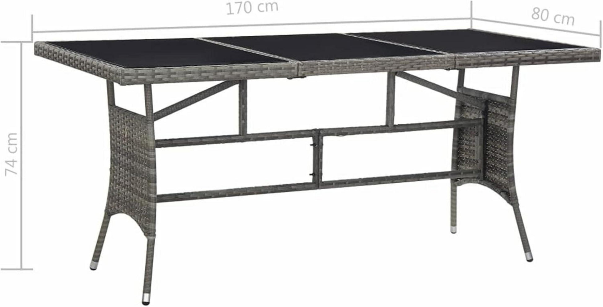 Garten Essgruppe 6 Personen Set Tisch Stuhl Poly Rattan Anthrazit Grau