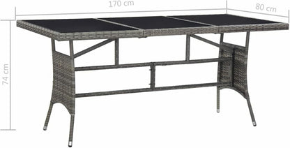 Garten Essgruppe 6 Personen Set Tisch Stuhl Poly Rattan Anthrazit Grau