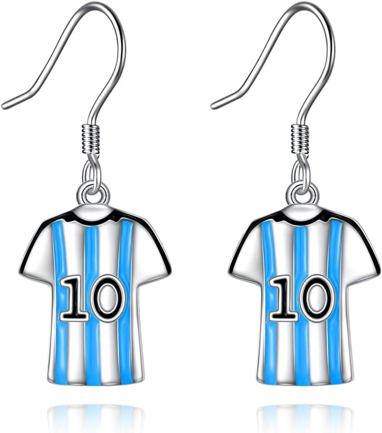 925 Sterling Silber NO.10 World Cup Soccer Jersey Pink Earrings