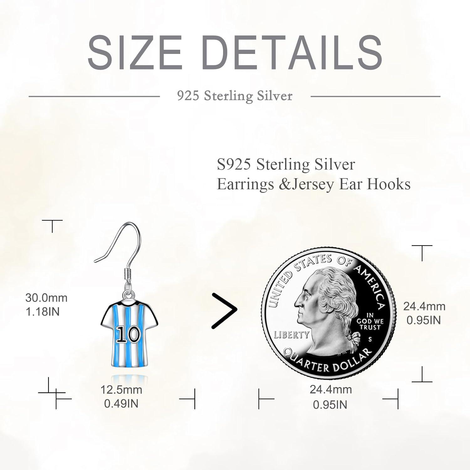 925 Sterling Silber NO.10 Damen Fußball Trikot Ohrringe