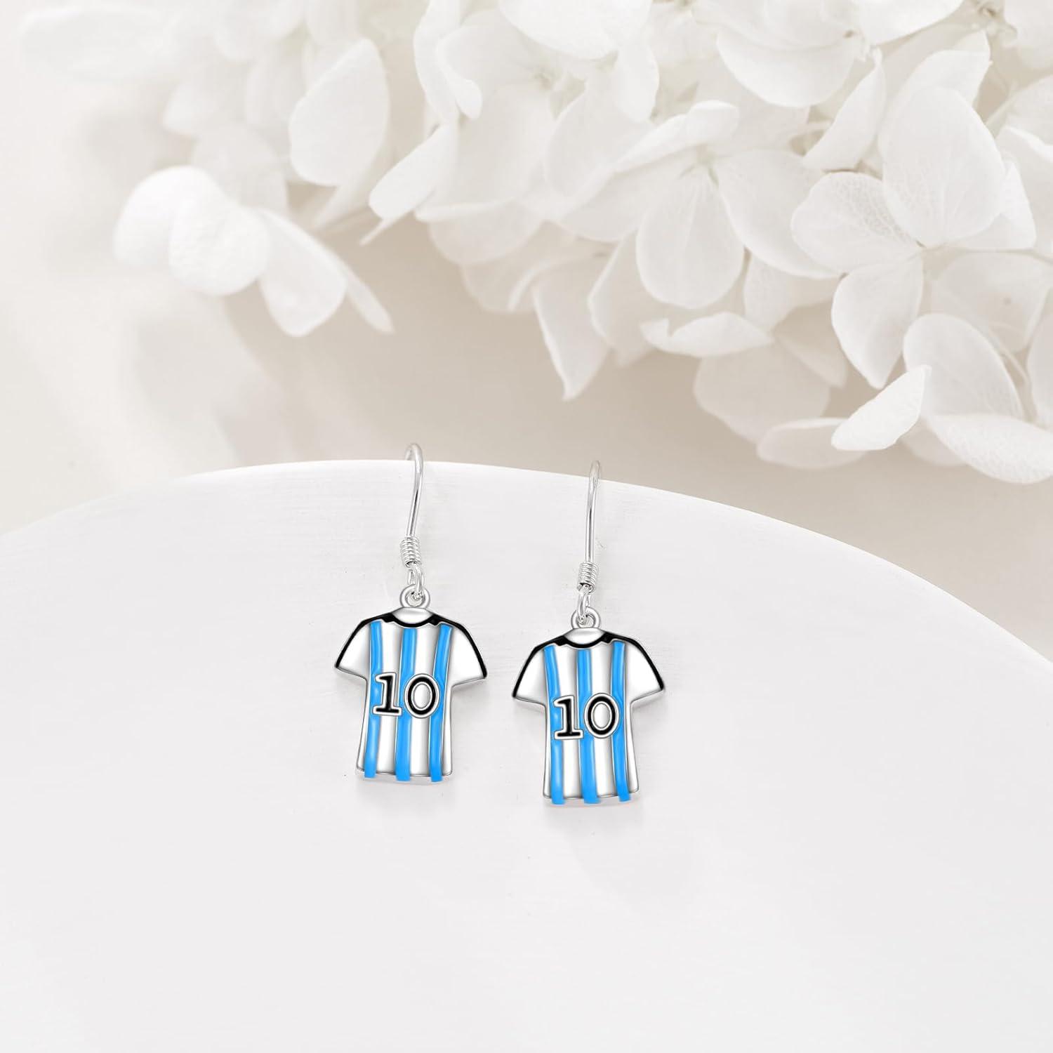 925 Sterling Silber NO.10 World Cup Soccer Jersey Pink Earrings