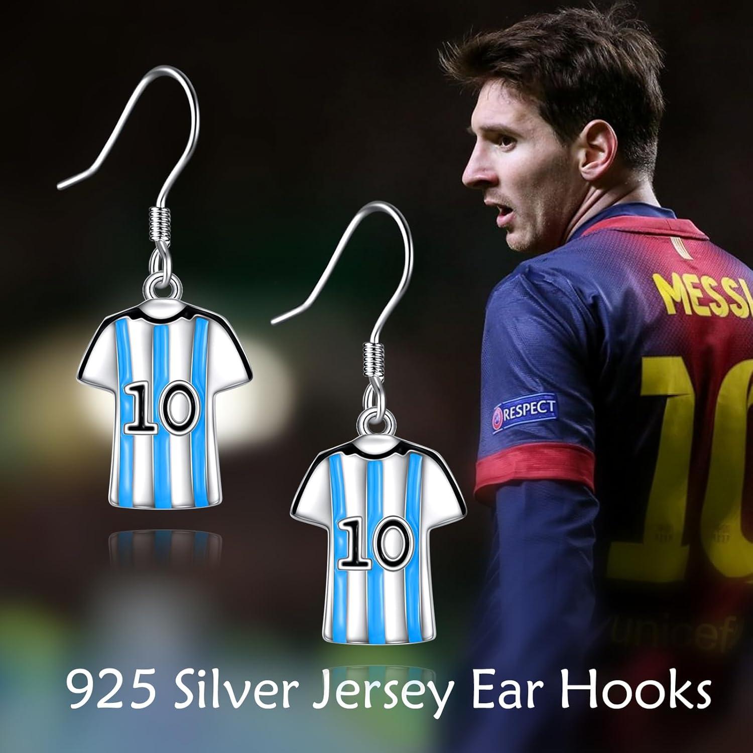925 Sterling Silber NO.10 Soccer Women's Pink Jerseys Earrings WC Pendant