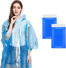 Durchsichtiger Regenponcho mit Kapuze, wasserdicht, 2er Pack Blue