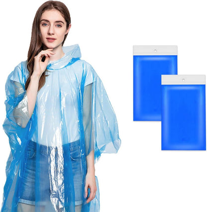 Durchsichtiger Regenponcho mit Kapuze, wasserdicht, 2er Pack Blue