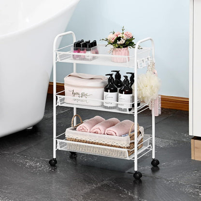 Rollwagen 3-stöckig Metall Küchenwagen Badwagen Rollbar Storage Trolley