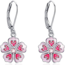 925 Sterling Silber Kirschblüten Leverback Ohrringe mit Zirkon