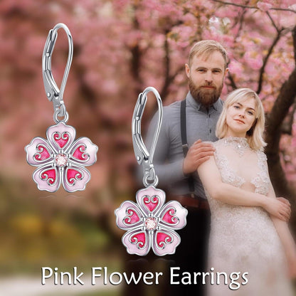 Kirschblüten Ohrringe Damen 925 Sterling Silber Leverback Blume Schmuck