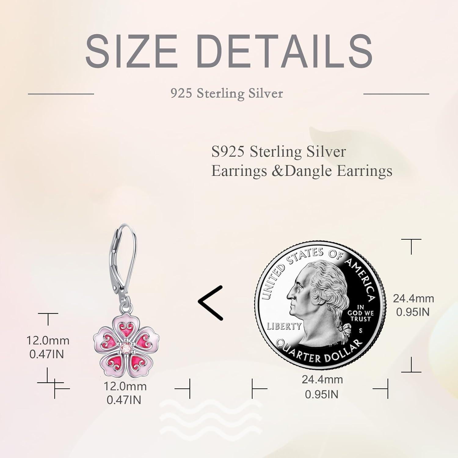 Rosa blaue Kirschblüten Ohrringe 925 Sterling Silber Sakura Blume