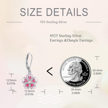 Rosa blaue Kirschblüten Ohrringe 925 Sterling Silber Sakura Blume