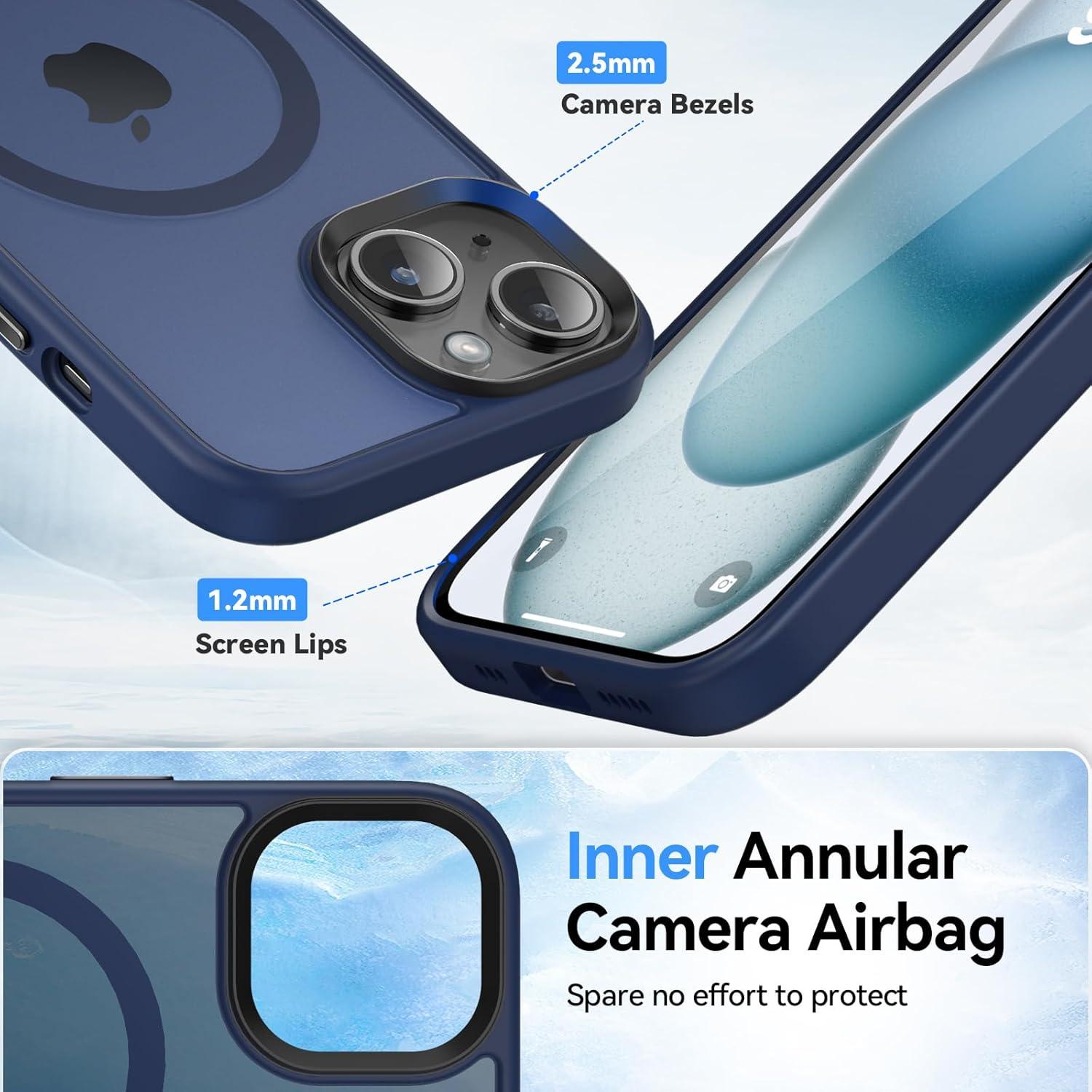 Militärschutz Magnetisch Mattierte Hülle iPhone 15 Blau
