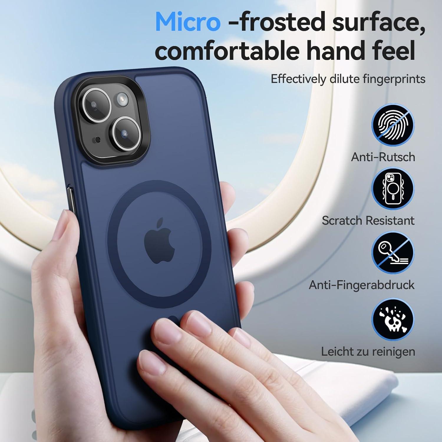 Magnetische Matt iPhone 15 Hülle MagSafe mit 3.3 X Militärschutz