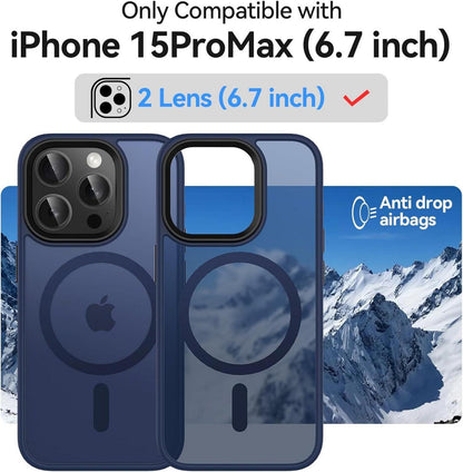 Matte Magnetic iPhone 15 Pro Max Hülle Blau Military Grade