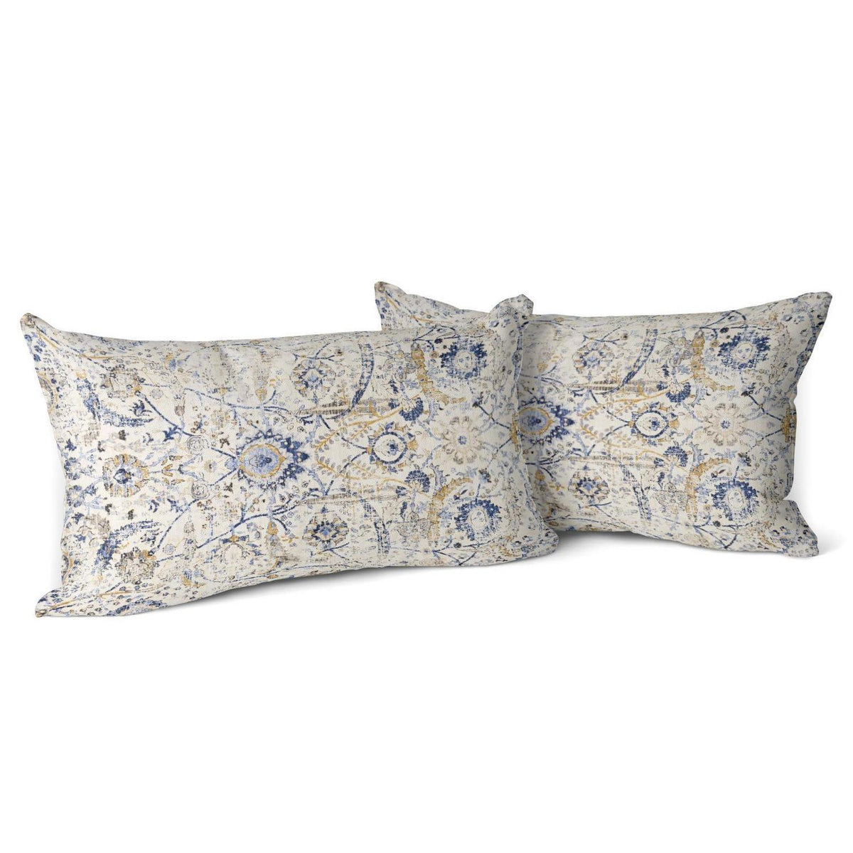 Boho Kissenbezug 30x50 cm - Set 2 | Vintage Blumen Samt Elfenbein