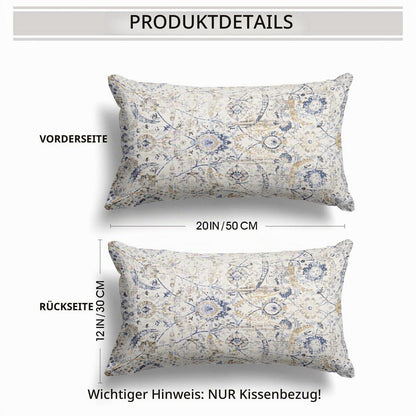 Boho Kissenbezug 30x50 cm - Set 2 | Vintage Blumen Samt Elfenbein
