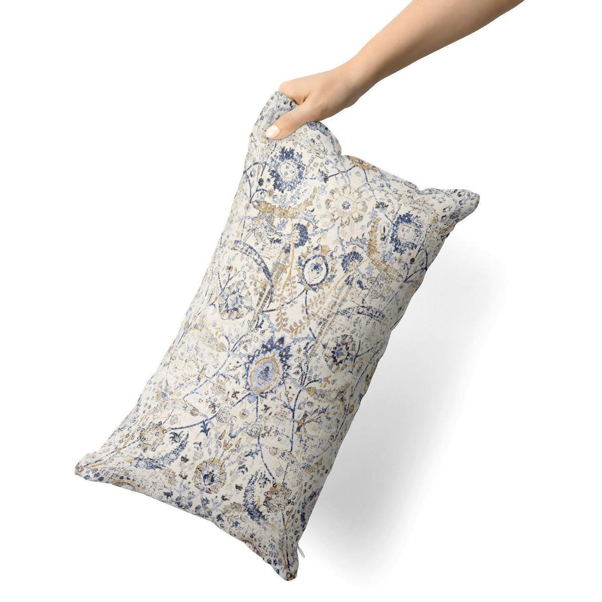 Boho Kissenbezug 30x50 cm - Set 2 | Vintage Blumen Samt Elfenbein