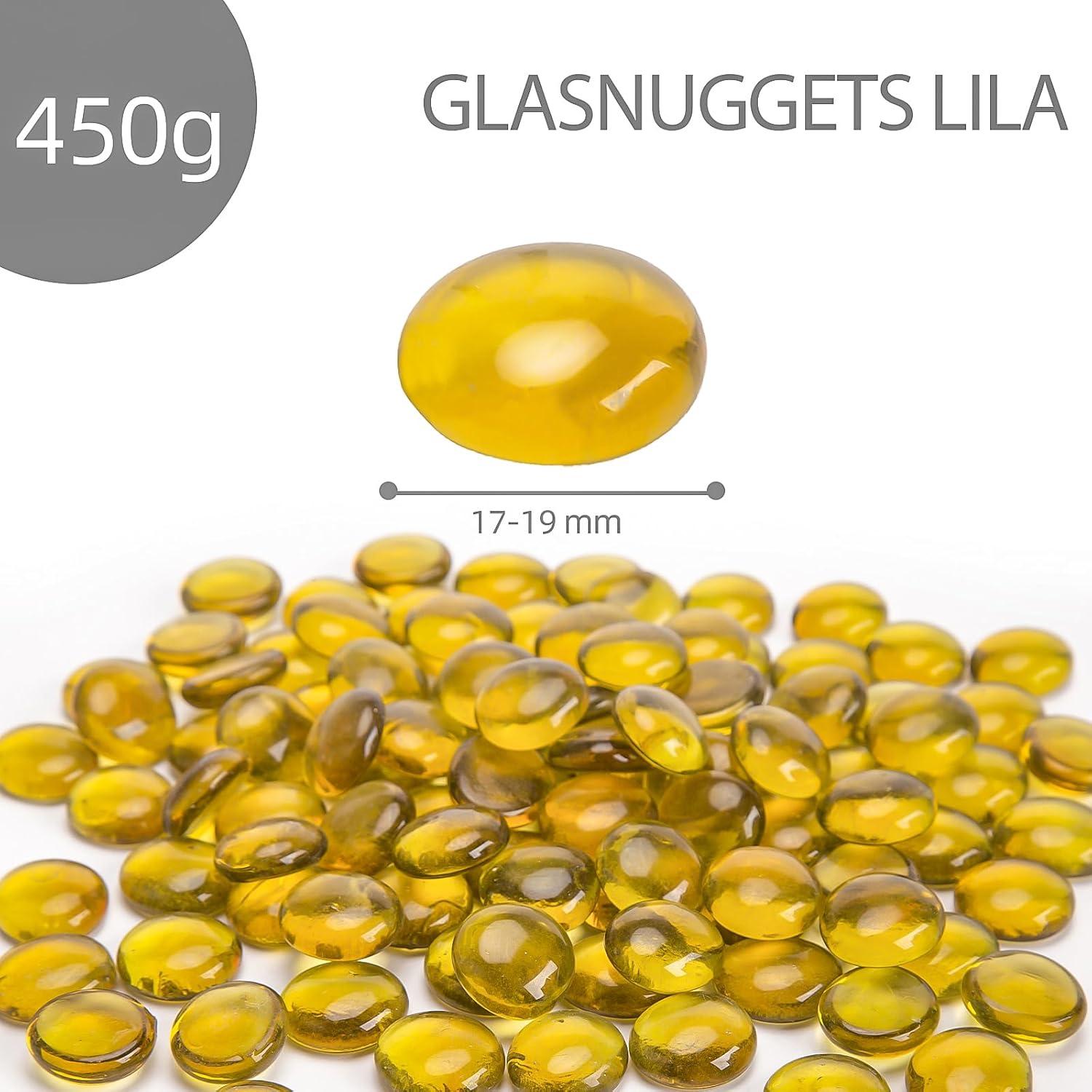 Gelbe Glasnuggets 450g, Deko Glassteine 1,7-1,9cm für