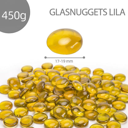 Gelbe Glasnuggets 450g, Deko Glassteine 1,7-1,9cm für