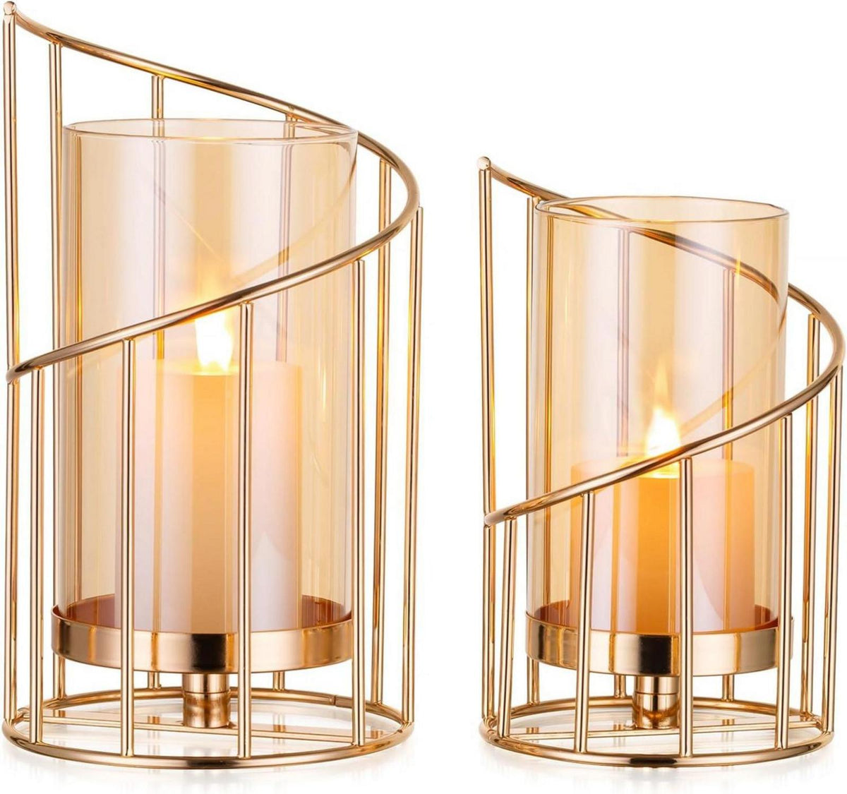 Windlicht Glas Kerzenständer Gold Hochzeit Outdoor Garten