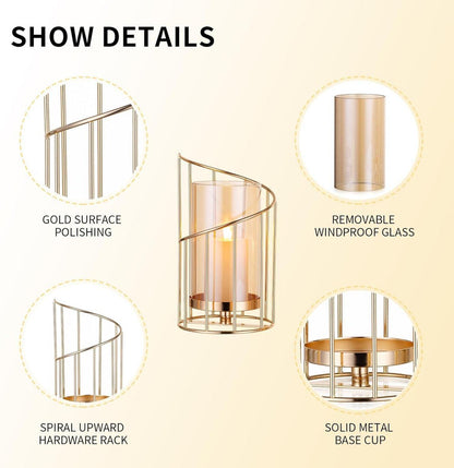 Windlicht Glas Kerzenständer Gold Hochzeit 2er Set