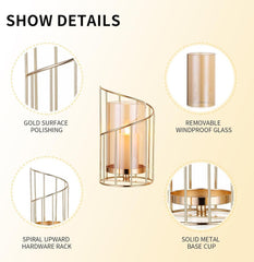 Windlicht Glas Kerzenständer Gold Hochzeit 2er Set