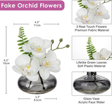 Kunstorchidee 3er Set Kunstblumen Phalaenopsis Glasvase 16cm