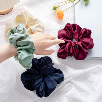 Große Seide Haargummis Scrunchies Satin Damen Mädchen 4 Farben