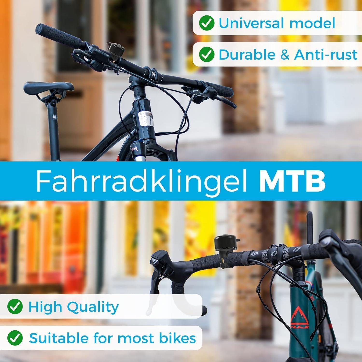 Fahrradklingel 2er Pack Schwarz Retro Klang für Rennrad