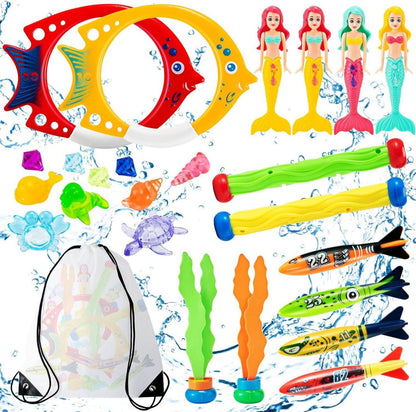 24 Stücke Tauchspielzeug für Kinder, Unterwasser Pool Set