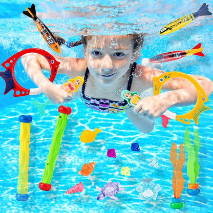 24 Stücke Tauchspielzeug für Kinder, Unterwasser Pool Set