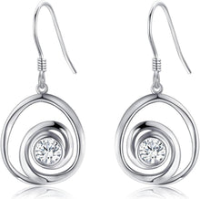 925 Sterling Silber Spirale Ohrringe mit Zirkonia Tropfen für Frauen
