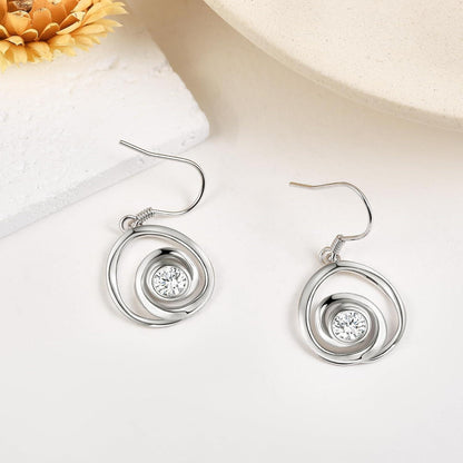 Spirale Ohrringe 925 Sterling Silber mit Zirkonia Tropfen Geschenke