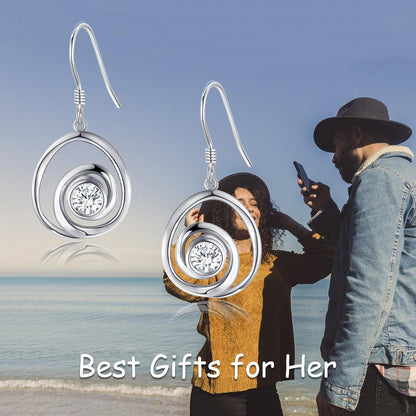 Spirale Ohrringe 925 Sterling Silber Zirkonia Tropfen Mädchen Schmuck