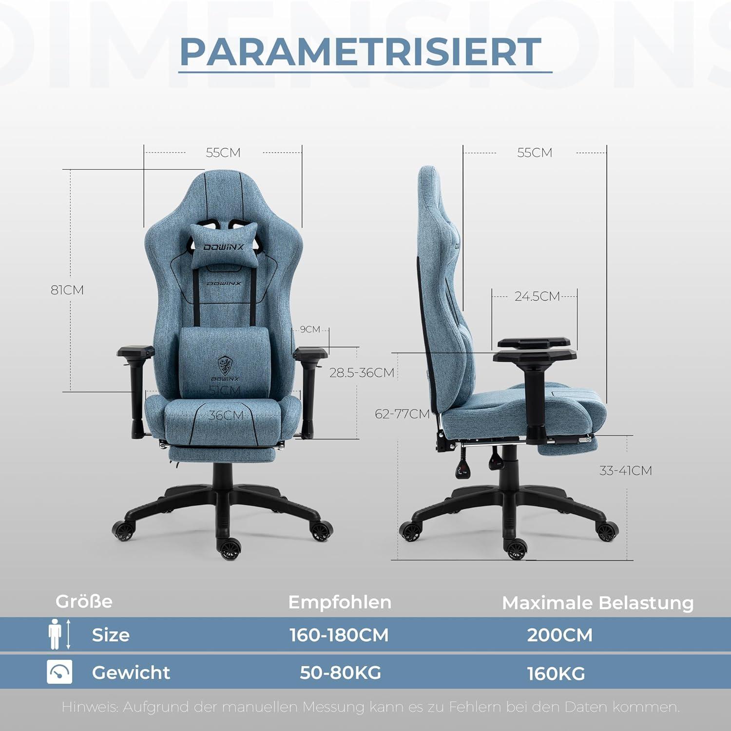 Ergonomischer Gaming Stuhl mit Massagefunktion und Fußstütze