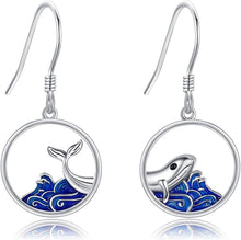 Ozean Welle Wal Ohrringe 925 Sterling Silber Tiere baumeln Tropfen