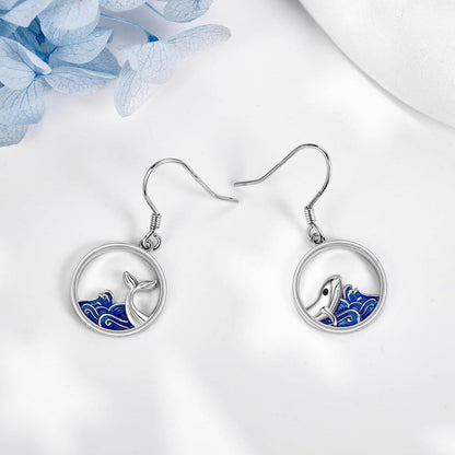 VONALA Ozean Welle Wal Ohrringe 925 Sterling Silber Tropfen Schmuck Frauen Mädchen