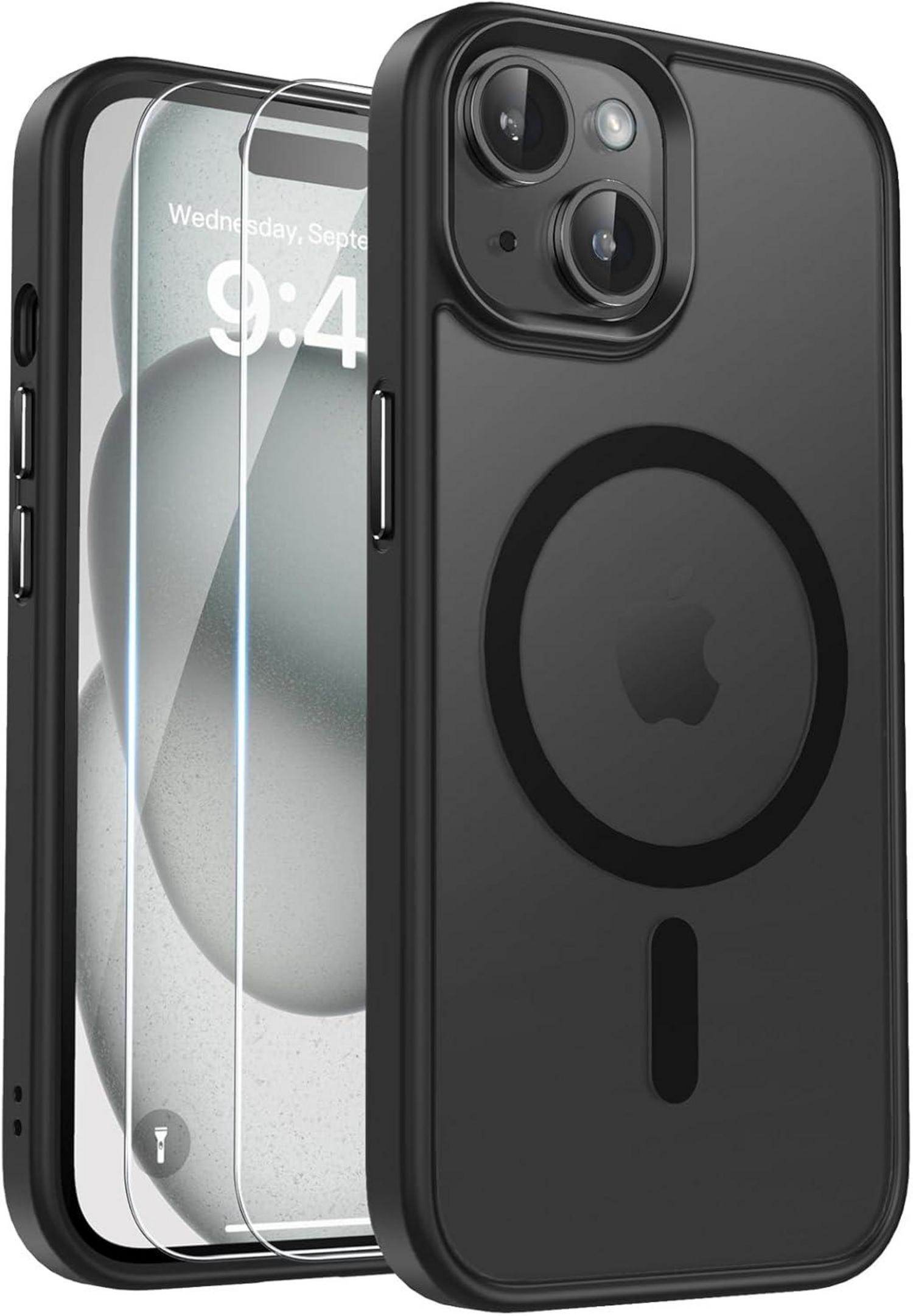 Magnetische iPhone 15 Hülle mit MagSafe und Schutzfolie