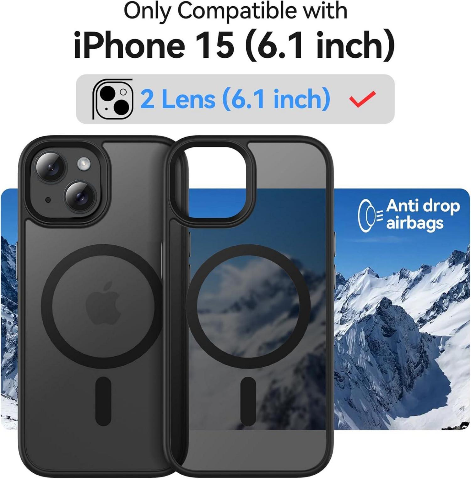 Magnetische Handyhülle für iPhone 15 mit MagSafe Schwarz