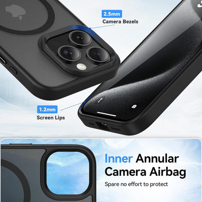 iPhone 15 Pro Max Hülle Magnetisch Matt Schwarz mit Schutzfolie