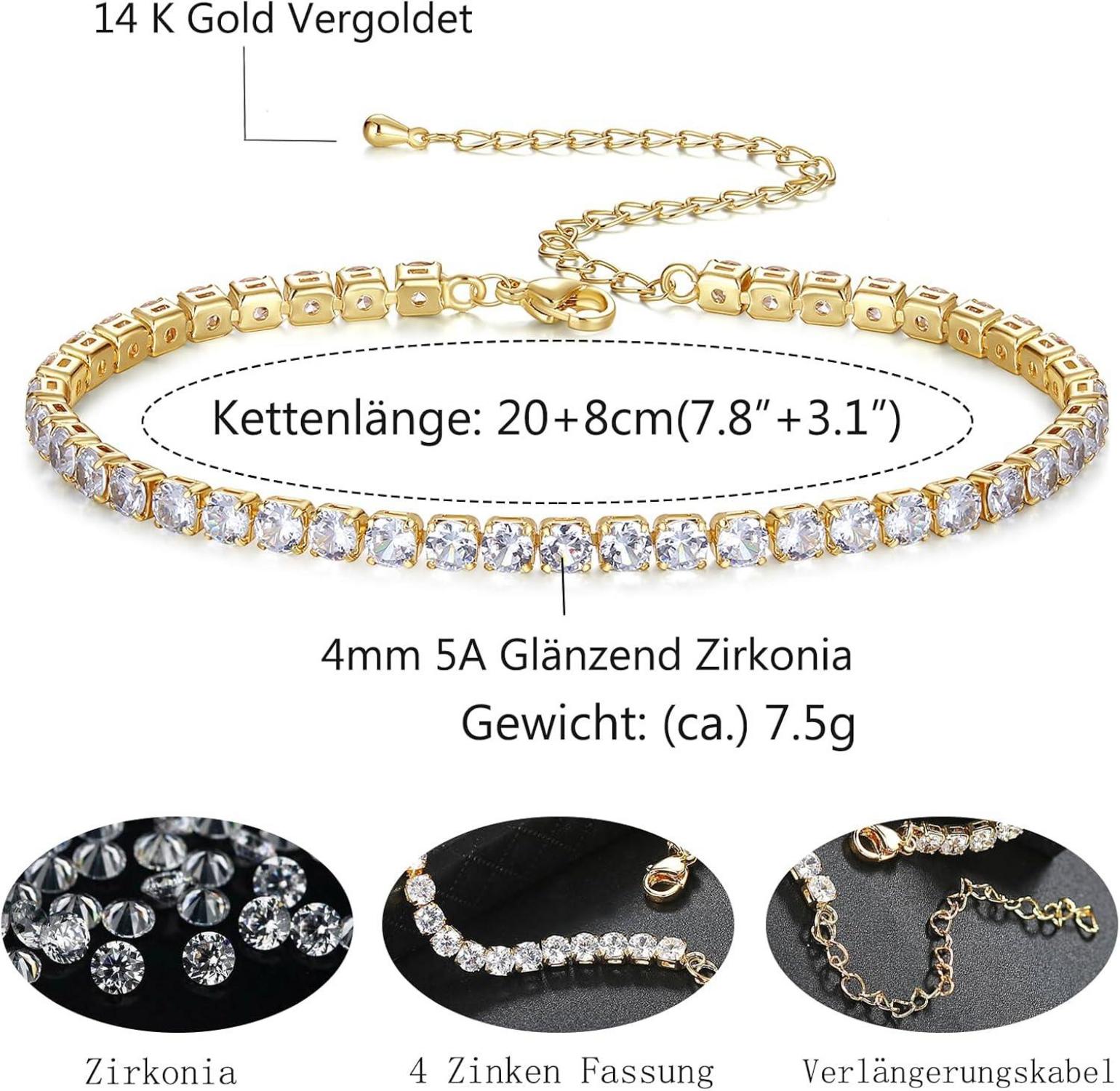 Tennis Fußkettchen für Damen 18K Weißgold Zirkonia