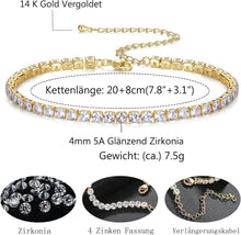Tennis Fußkettchen für Damen 18K Weißgold Zirkonia