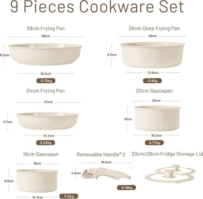 Keramik Kochgeschirr Set 9-teilig Topf Pfannen Wok Induktion