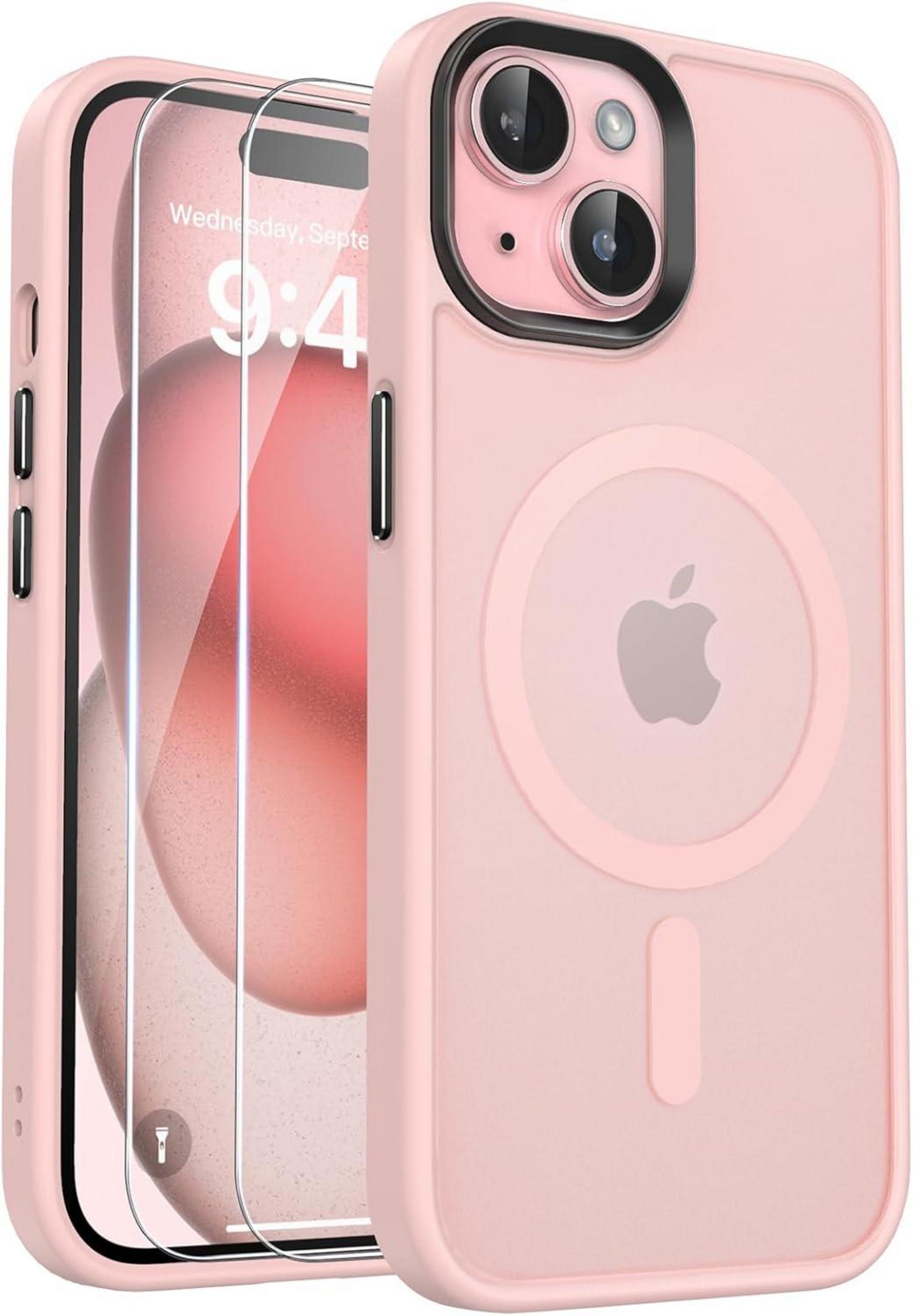 Handyhülle für iPhone 15 mit starker Magnetsaugkraft & Schutzfolie